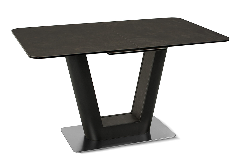 Стол лакированный обеденный раздвижной SPAIN – Прямоугольный AERO, цвет черный матовый лак, керамическая столешница - цвет базальт, размер 140 (+40) 40545 - фото 1