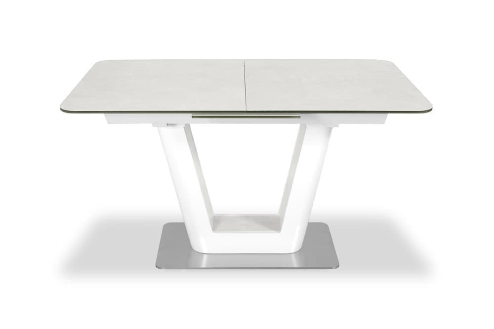 Стол лакированный обеденный раскладной SPAIN – Прямоугольный AERO, цвет лак - цвет белый, керамическая столешница - цвет светло-серый, размер 140 (+40) 39222 - фото 4