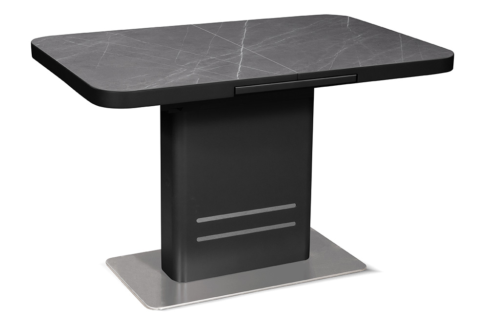 Стол лакированный обеденный раскладной SWEDEN – Прямоугольный AERO, цвет серый мрамор, размер 120 (+40)