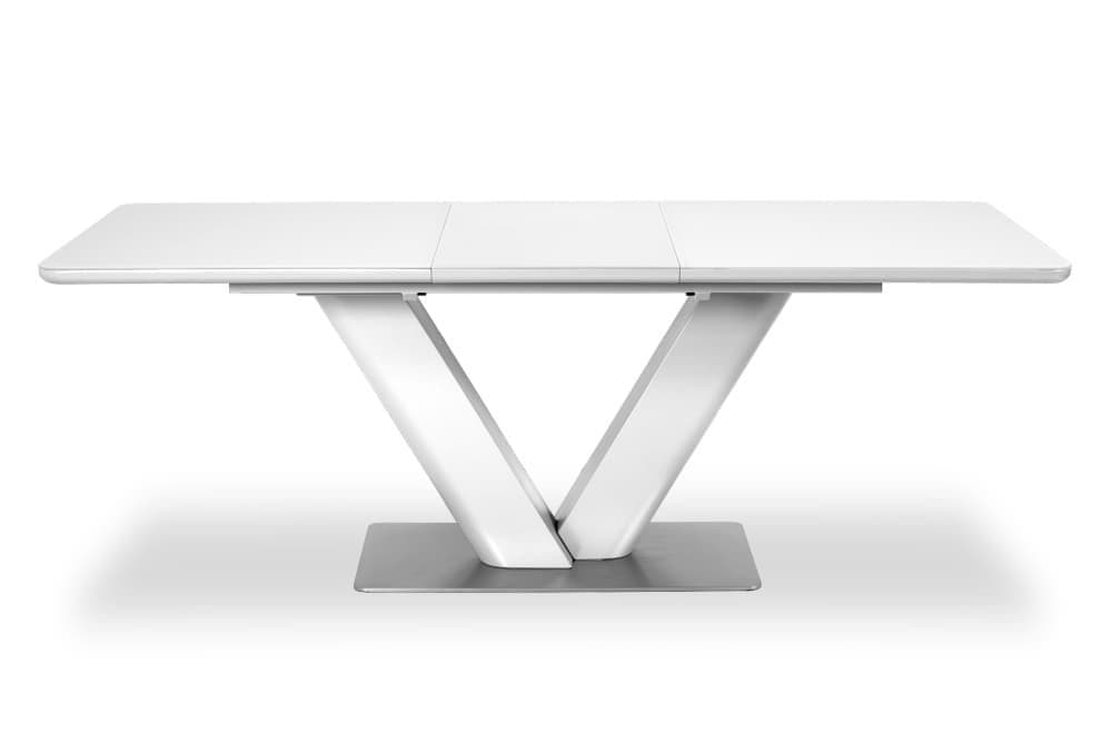 Стол лакированный обеденный раздвижной VENICE – Прямоугольный AERO, цвет белый лак, белое стекло шелк, размер 160 (+50) 21032 - фото 3