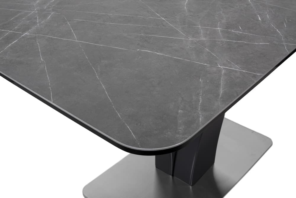 Стол обеденный раздвижной FRANCE – Прямоугольный AERO, цвет керамическая столешница - цвет серый мрамор, стальной каркас - цвет черный, размер 140 (+40) 56769 - фото 2