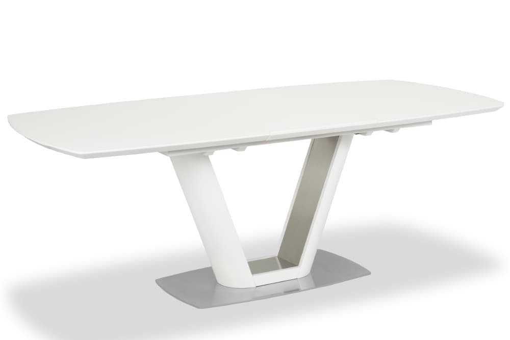 Стол лакированный обеденный раскладной MIAMI – Прямоугольный AERO, цвет белый лак, белое стекло шелк, размер 140 (+45) 46907 - фото 3