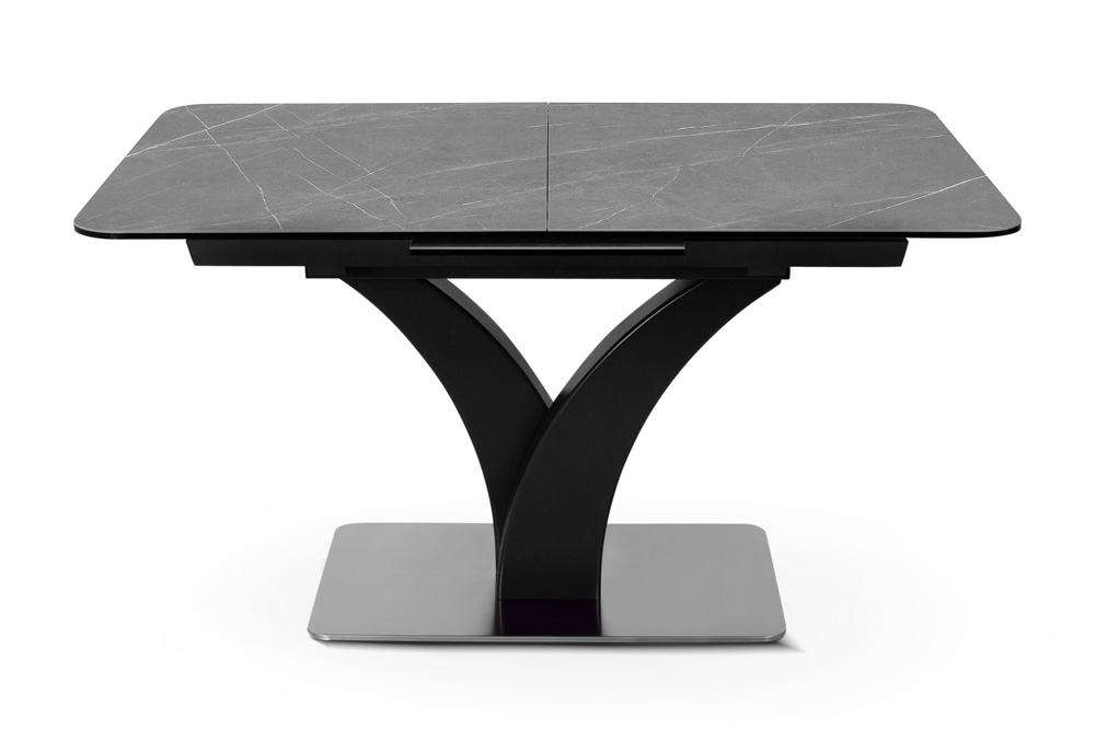 Стол обеденный раздвижной FRANCE – Прямоугольный AERO, цвет керамическая столешница - цвет серый мрамор, стальной каркас - цвет черный, размер 140 (+40) 56769 - фото 5