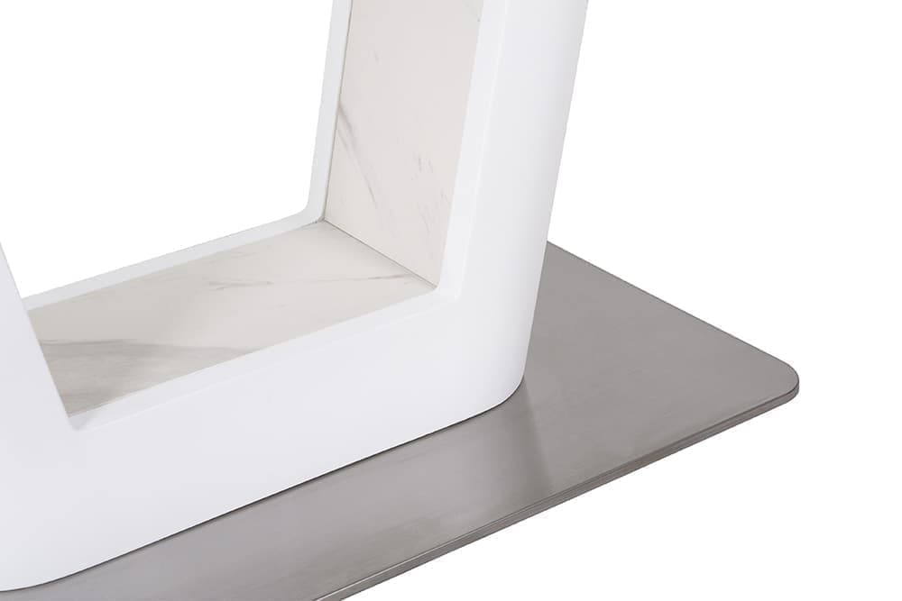 Стол лакированный обеденный раскладной SPAIN – Прямоугольный AERO, цвет керамическая столешница - цвет мрамор, белый лак, размер 140 (+40) 49142 - фото 4
