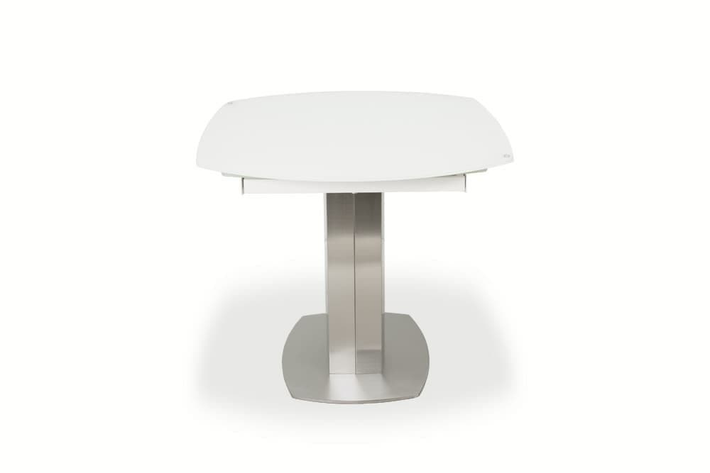Стол лакированный обеденный раздвижной ORBITA – Овальный AERO, цвет нержавеющая сталь, белое стекло шелк, размер 130 (+30) (+30) 47078 - фото 6