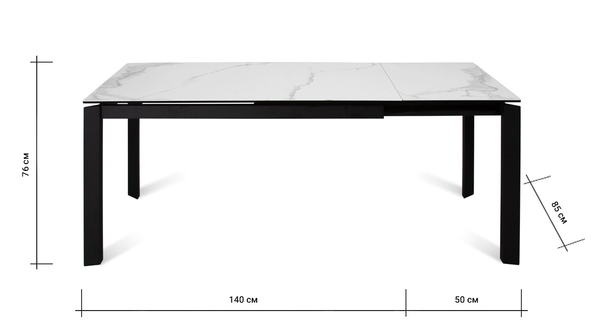 Стол nevada 140 carrara cer bk