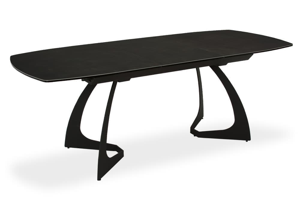 Стол обеденный раздвижной ITALY – Прямоугольный AERO, цвет керамическая столешница - базальт, основание - черная сталь, размер 160 (+50) 41388 - фото 3