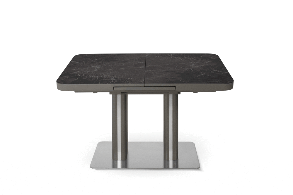 Стол лакированный обеденный раскладной DARIO – Прямоугольный AERO, цвет керамическая столешница - цвет мокко, черная сталь, размер 120 (+40) 52098 - фото 3