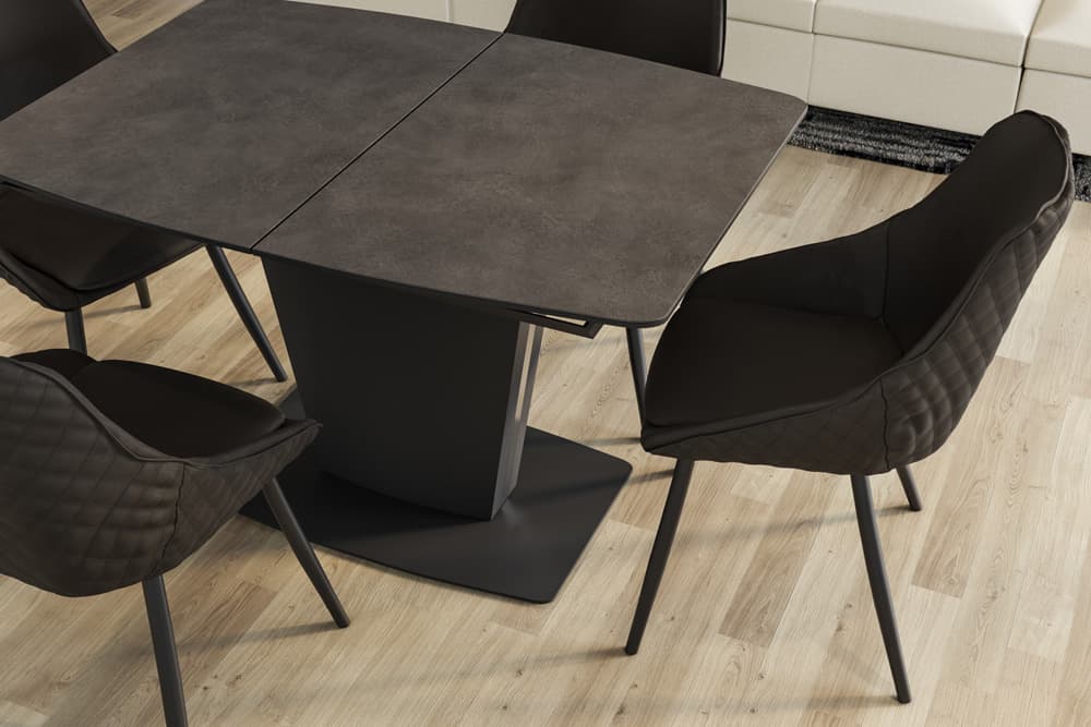 Стол обеденный раскладной PARIS – Прямоугольный AERO, цвет керамическая столешница - цвет базальт, черный лак, размер 120 (+40) 50786 - фото 5