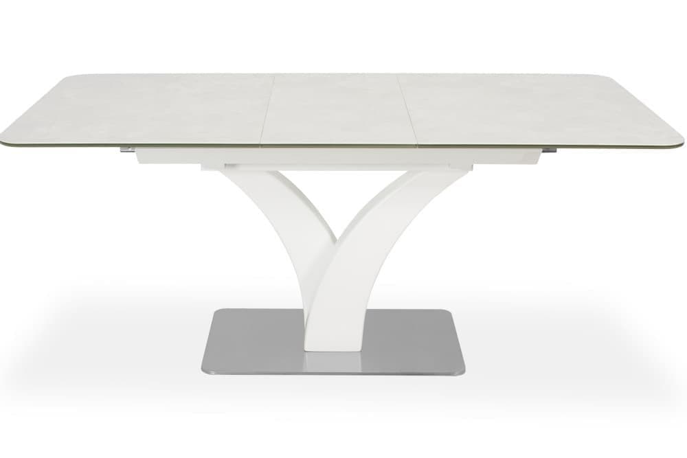 Стол лакированный обеденный раскладной FRANCE – Прямоугольный AERO, цвет лак - цвет белый, керамическая столешница - цвет светло-серый, размер 140 (+40) 46387 - фото 4