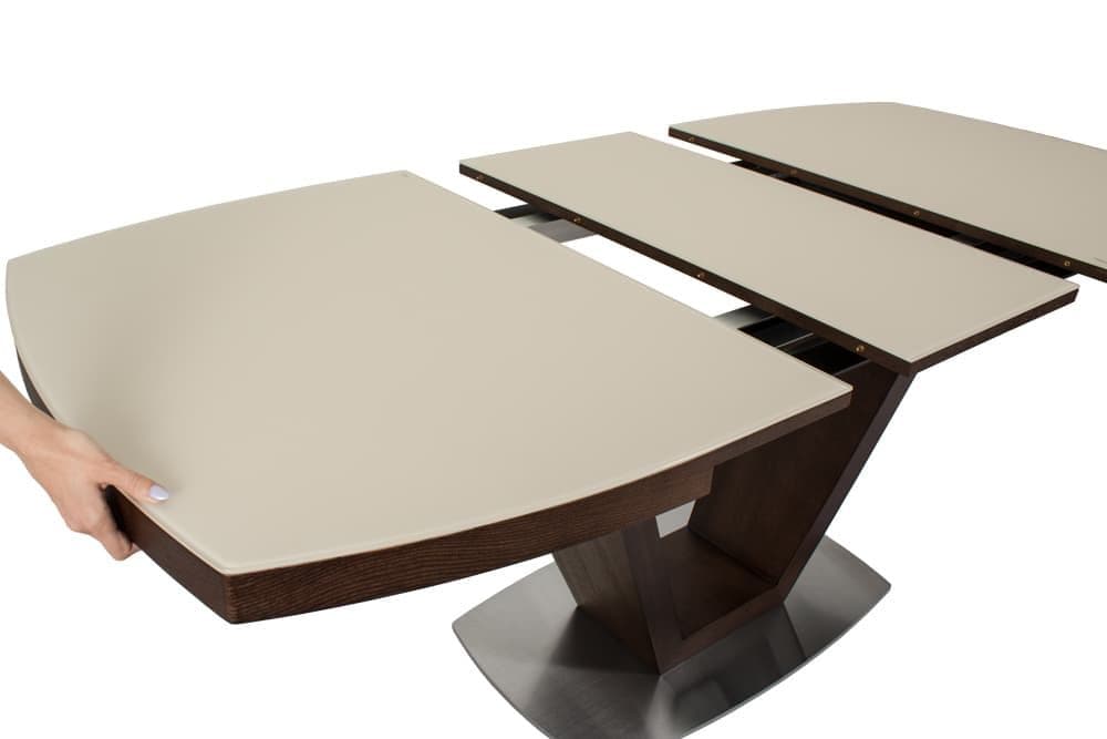 Стол деревянный обеденный раздвижной KANSAS – Прямоугольный AERO, цвет венге, стекло крем шелк, размер 140 (+40) 21943 - фото 7