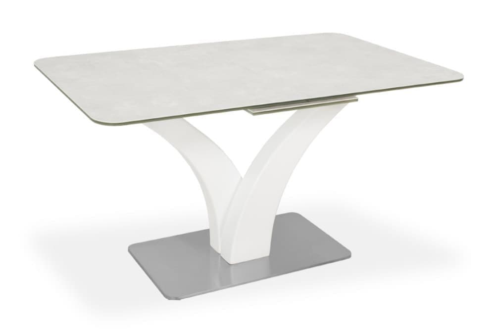 Стол лакированный обеденный раскладной FRANCE – Прямоугольный AERO, цвет лак - цвет белый, керамическая столешница - цвет светло-серый, размер 140 (+40) 46387 - фото 2
