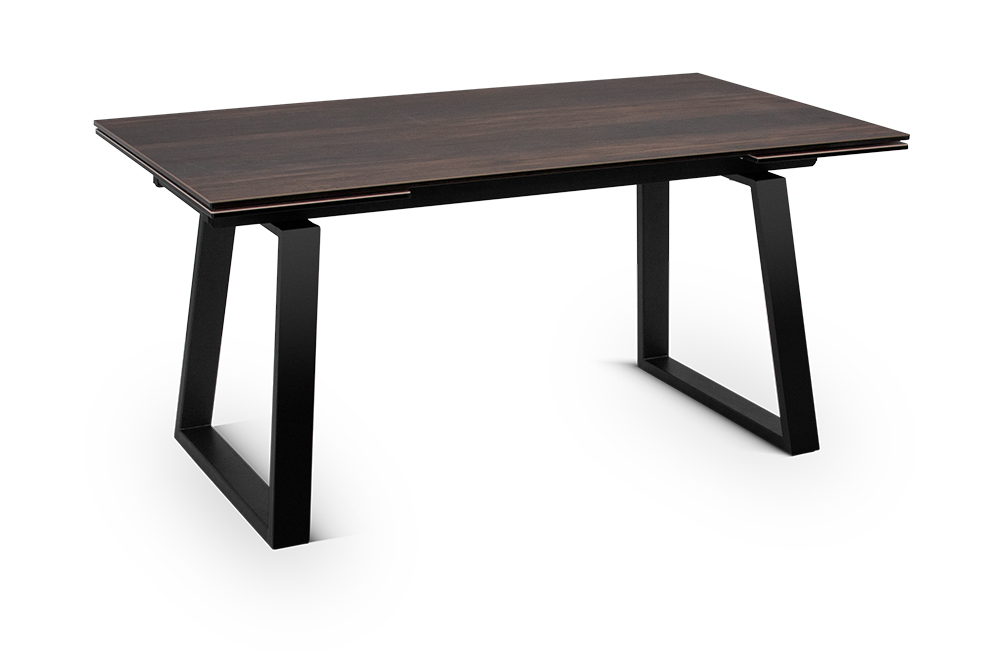 Стол обеденный раздвижной ROVENA – Прямоугольный AERO, цвет темный дуб, черные ножки, размер 160 (+40) (+40)