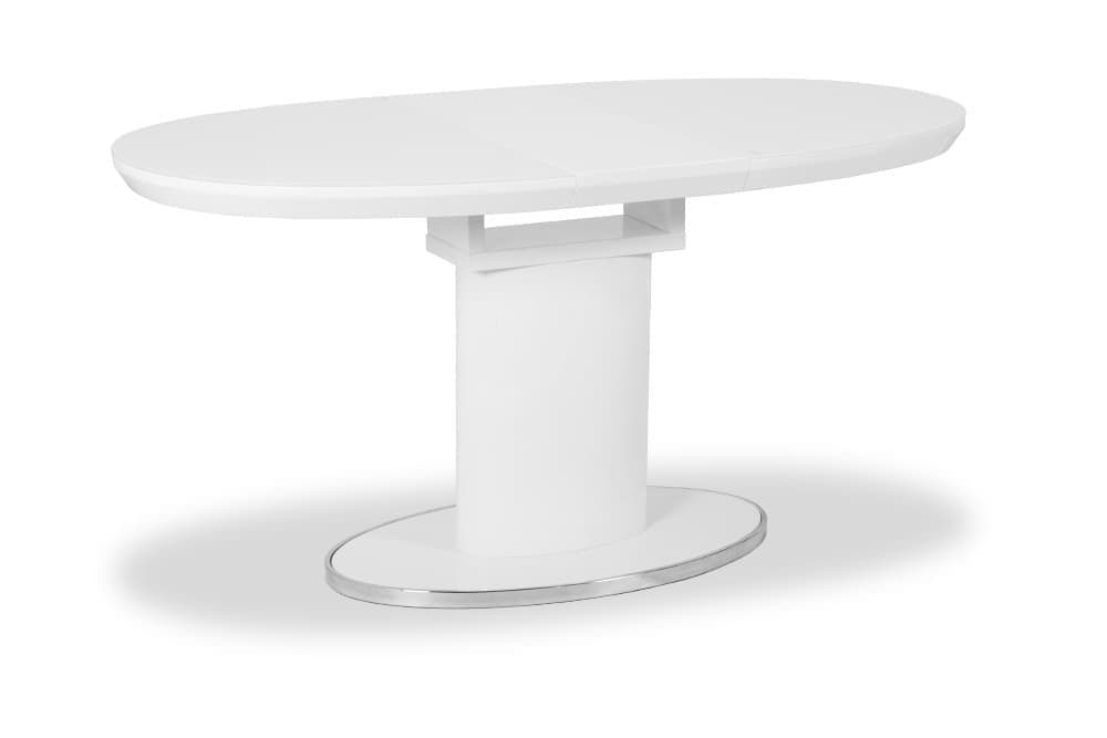 Стол лакированный обеденный раскладной AMELI – Овальный AERO, цвет белый глянцевый лак, белое стекло, размер 120 (+30) 21738 - фото 2