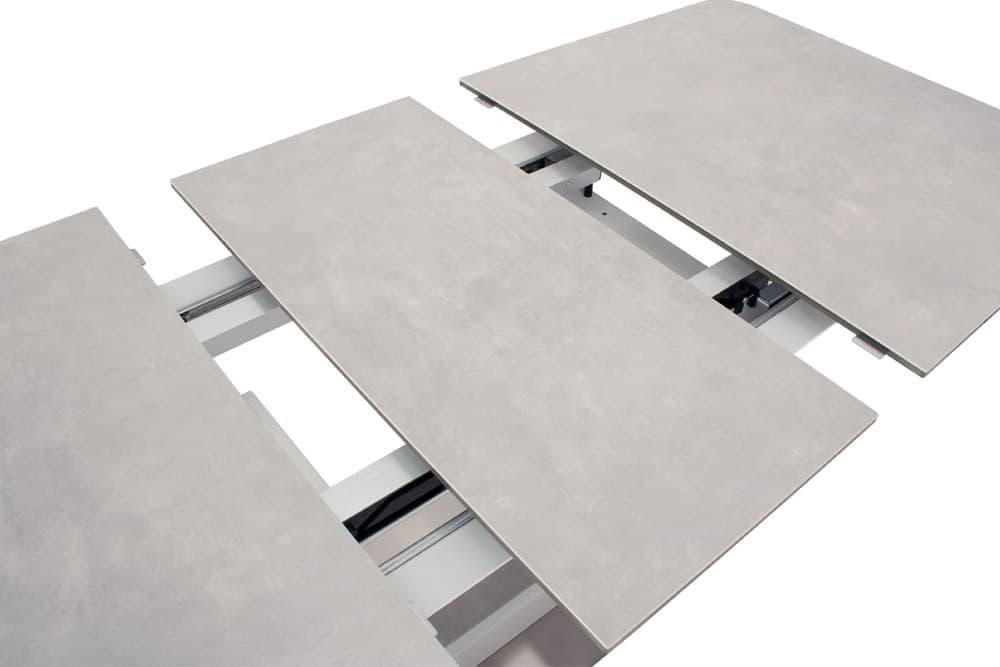 Стол лакированный обеденный раскладной SPAIN – Прямоугольный AERO, цвет лак - цвет белый, керамическая столешница - цвет светло-серый, размер 140 (+40) 39222 - фото 6
