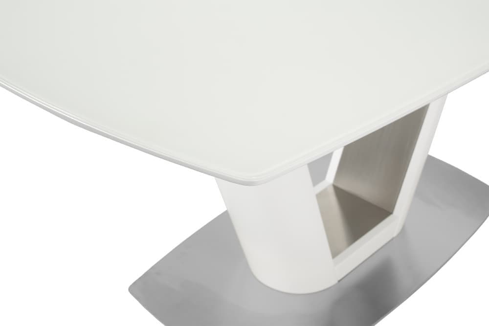 Стол лакированный обеденный раскладной MIAMI – Прямоугольный AERO, цвет белый лак, белое стекло шелк, размер 140 (+45) 46907 - фото 8