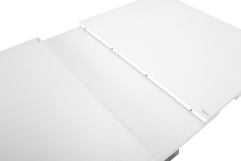 Стол лакированный обеденный раскладной SWEDEN – Прямоугольный AERO, цвет белый лак, белое стекло, размер 120 (+40) 39490 - фото 6