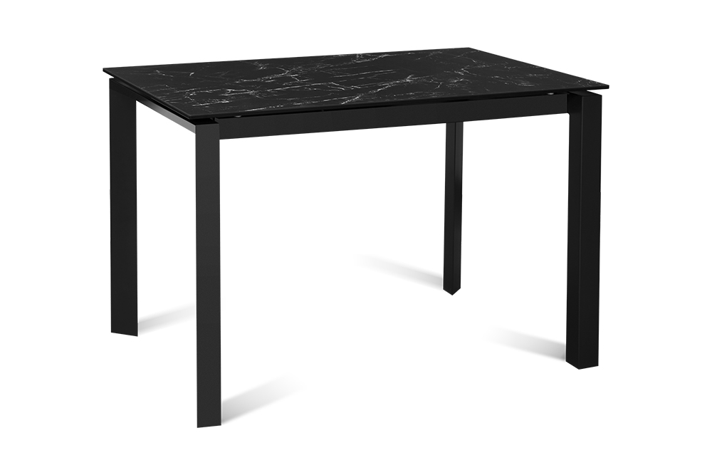 Стол лакированный обеденный раздвижной MARIO – Прямоугольный AERO, цвет черный мрамор, размер 110 (+50)