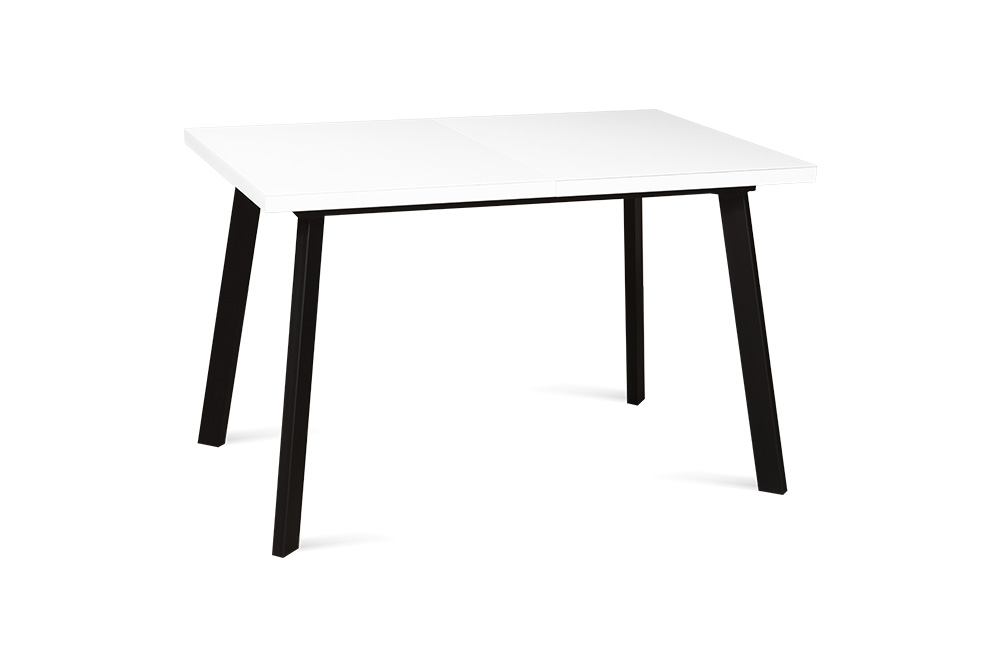 Стол раскладной TOMAS 120 WHITE GLASS BK - прямоугольный AERO, цвет белый, черные ножки, размер 120 (+40)