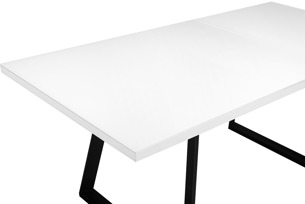 Стол раскладной BERNER 140 WHITE GLASS BK - прямоугольный AERO, цвет белый, черные ножки, размер 140 (+45) 101212 - фото 7