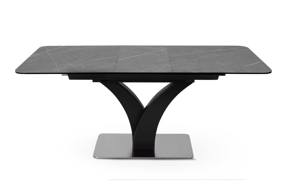 Стол обеденный раздвижной FRANCE – Прямоугольный AERO, цвет керамическая столешница - цвет серый мрамор, стальной каркас - цвет черный, размер 140 (+40) 56769 - фото 4