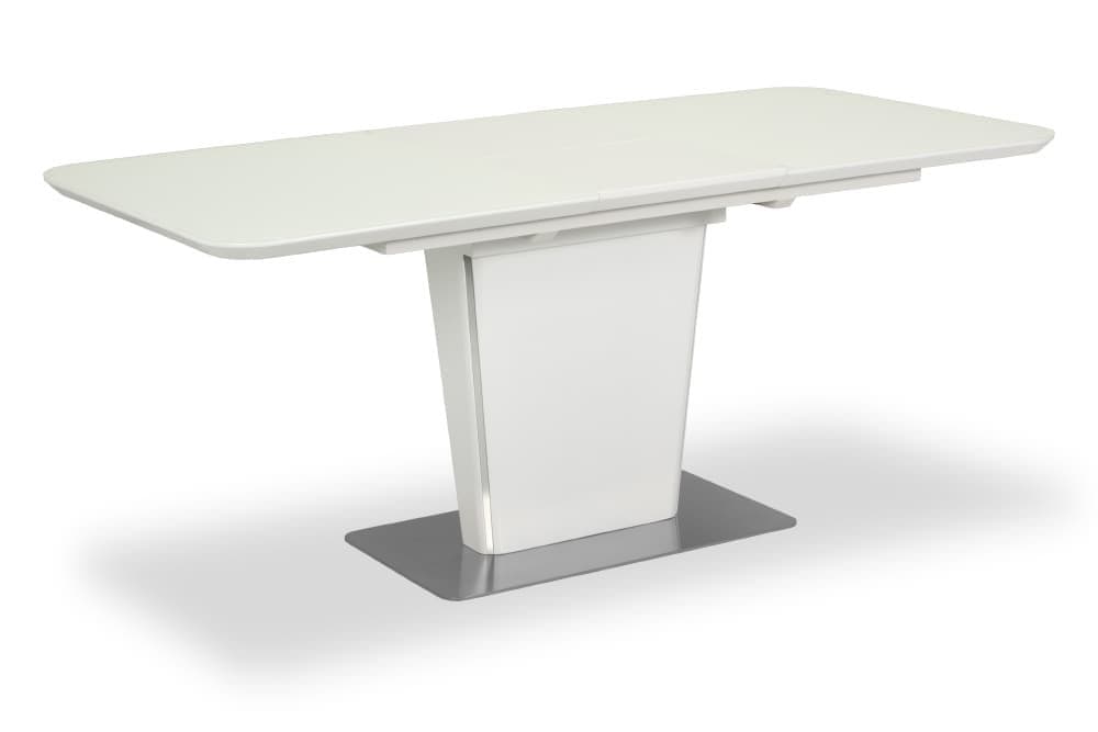 Стол лакированный обеденный раздвижной DALLAS – Прямоугольный AERO, цвет белый лак, белое стекло шелк, размер 120 (+40) 20684 - фото 3