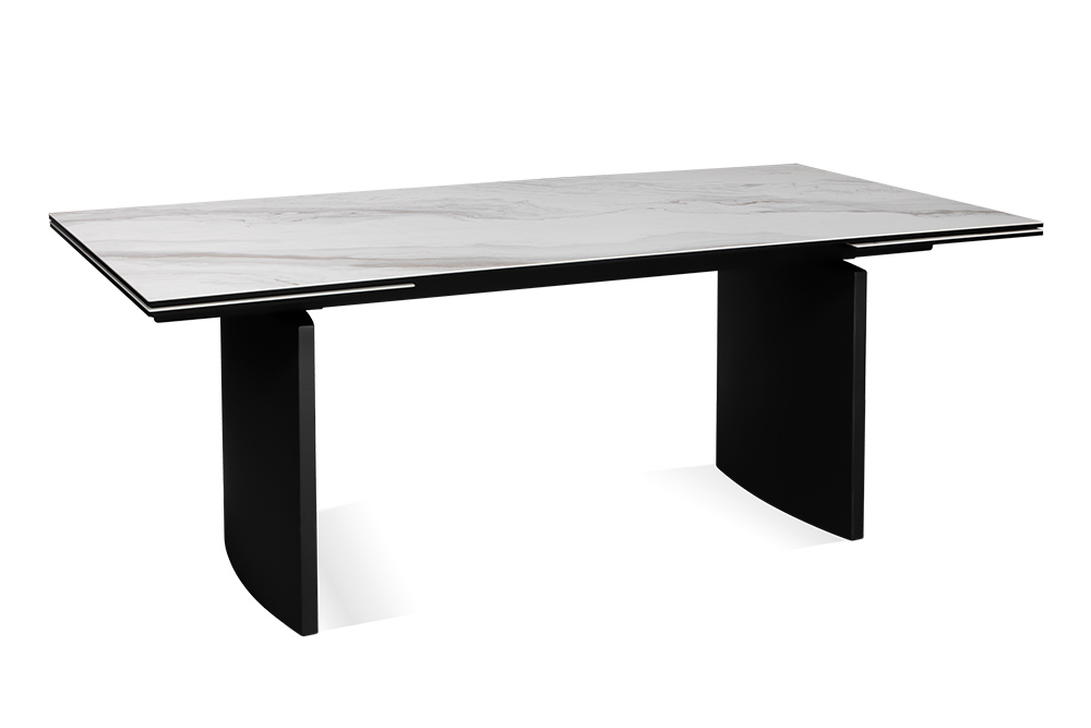 Стол обеденный раздвижной BRUNEI - Прямоугольный AERO, цвет молочный, черные ножки, размер 200 (+50) (+50)