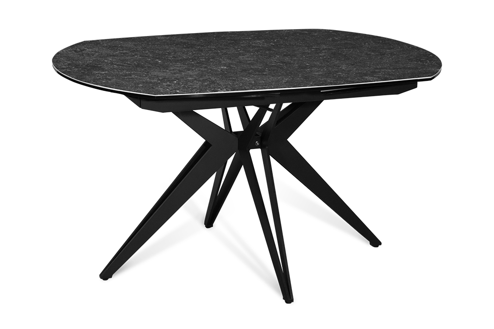Стол обеденный раскладной BRUGGE – Круглый AERO, цвет черный с белыми вкраплениями, размер 130 (+30) (+30)