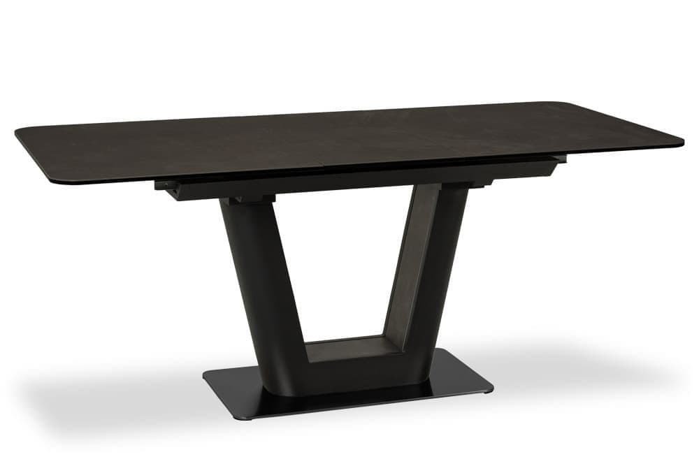 Стол лакированный обеденный раздвижной SPAIN – Прямоугольный AERO, цвет черный матовый лак, керамическая столешница - цвет базальт, размер 140 (+40) 40545 - фото 2