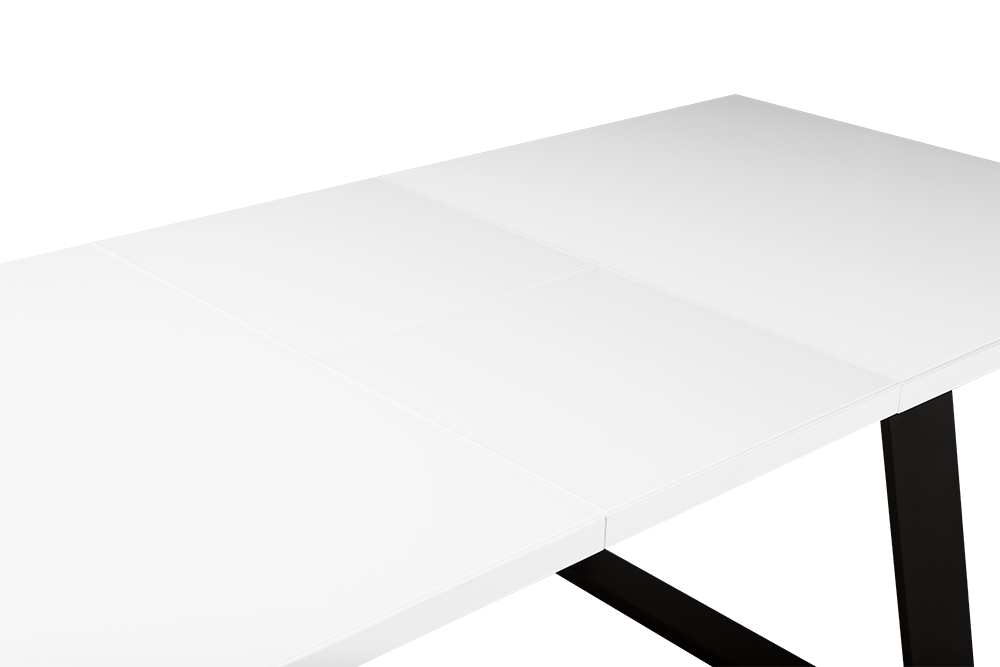 Стол раскладной BERNER 160 WHITE GLASS BK - прямоугольный AERO, цвет белый, черные ножки, размер 160 (+45) 97029 - фото 8