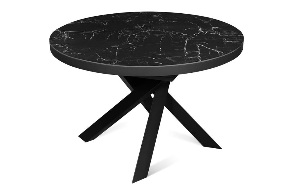 Стол обеденный раздвижной MALMO - Круглый AERO, цвет черный мрамор, размер 120 (+40)