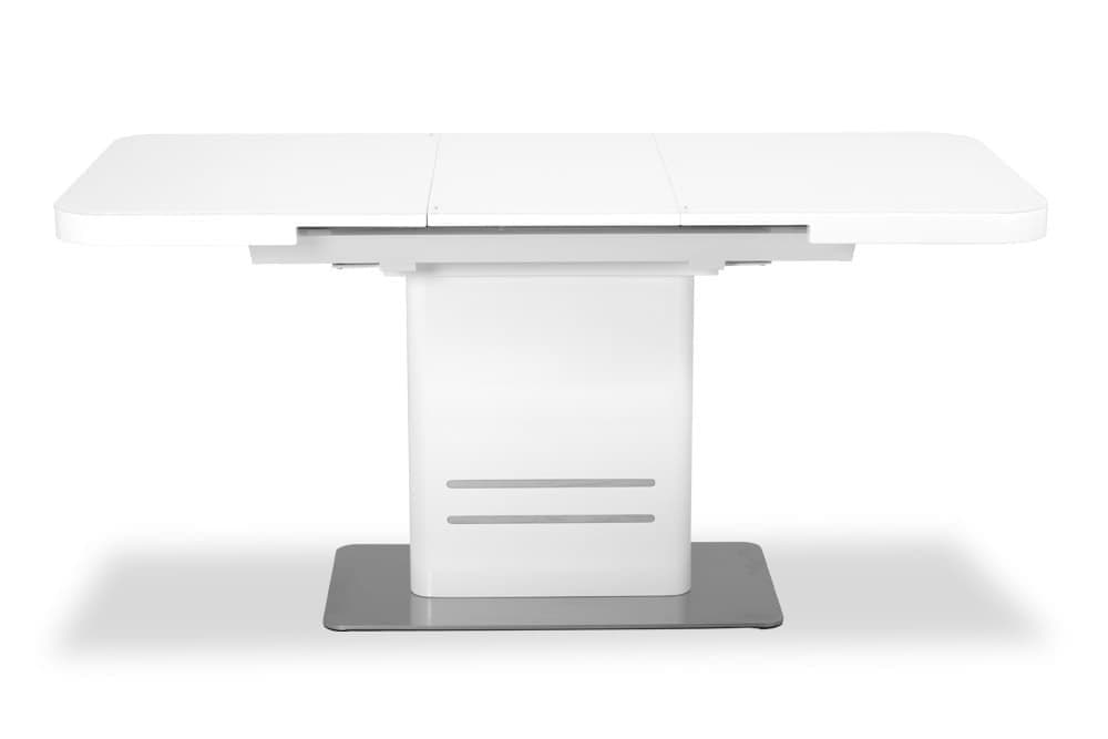Стол лакированный обеденный раскладной SWEDEN – Прямоугольный AERO, цвет белый лак, белое стекло, размер 120 (+40) 39490 - фото 3